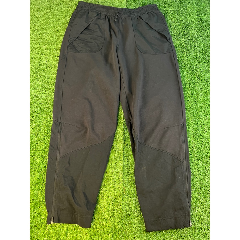 Lululemon Baggy Mixed Fabric Joggers Black Pants Zipper Cuffs Womens Size 12